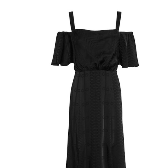 Temperley London NWT Erika Black Cold Shoulder Silk Blend Maxi Dress US2/UK6 - Picture 2 of 4